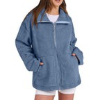 Adamina - Fluffy Wool Coat with High Collar for Women