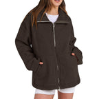 Adamina - Fluffy Wool Coat with High Collar for Women