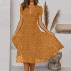 A-Line Dress with V-Neck and Flowing Skirt Women