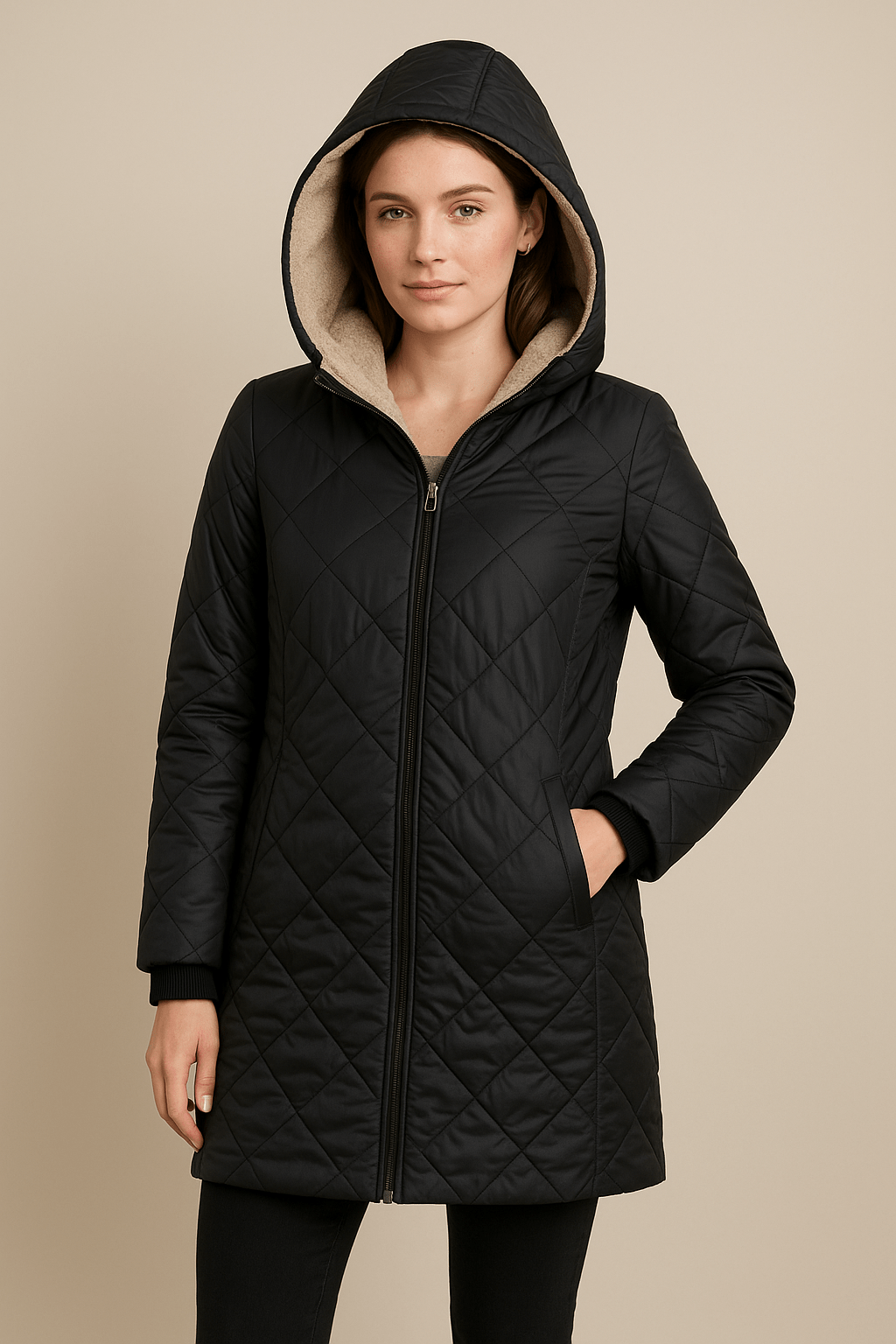 Aila | Winter Jacket with Check Pattern