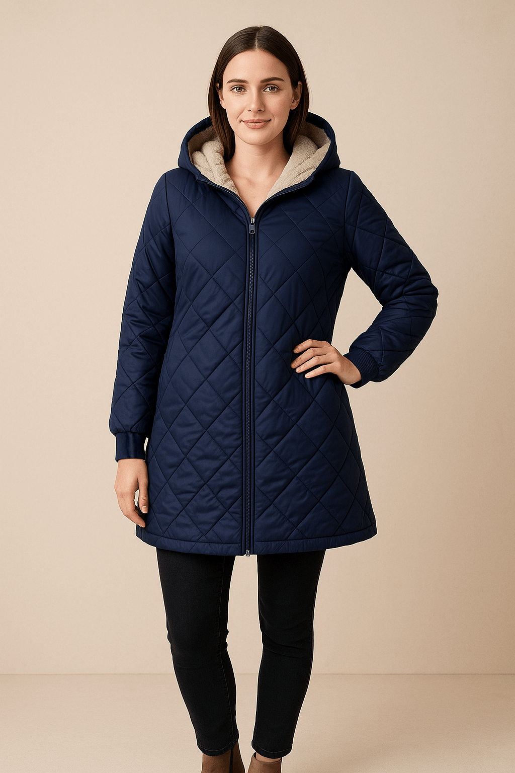 Aila | Winter Jacket with Check Pattern