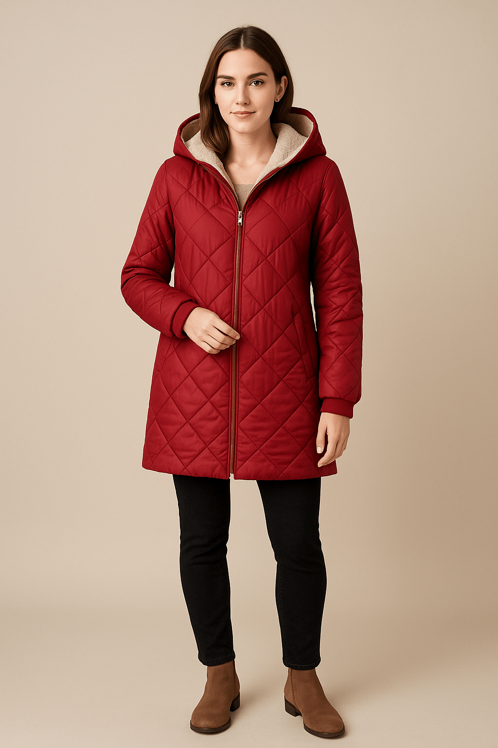 Aila | Winter Jacket with Check Pattern