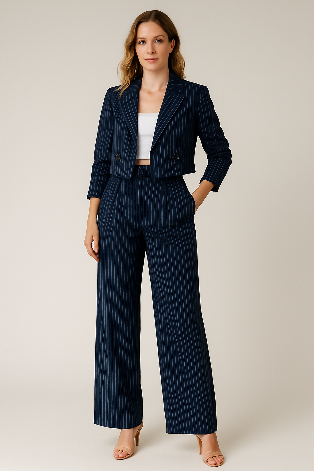 Women's Suit – Cropped Linen Blazer, Stylish & Modern