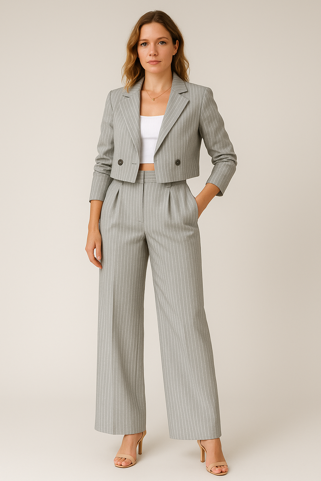 Women's Suit – Cropped Linen Blazer, Stylish & Modern
