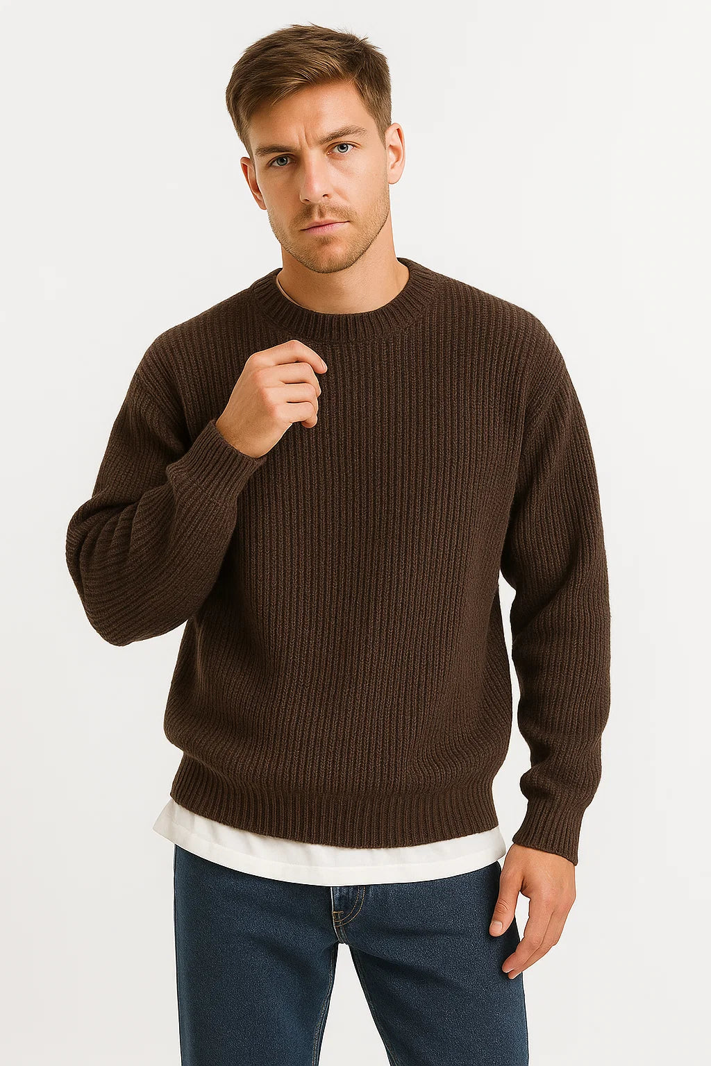 Knitted Sweater for Men | Oversized Fit & Ribbed Texture