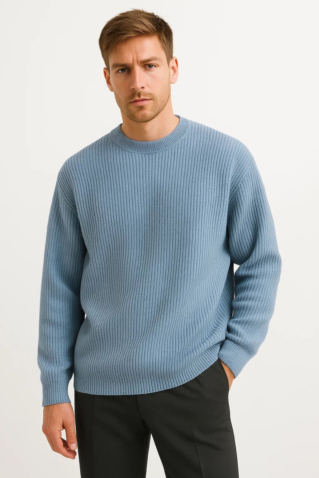 Knitted Sweater for Men | Oversized Fit & Ribbed Texture