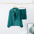 Ada | Women's Set with Bow Lacing and Pleated Skirt