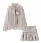 Ada | Women's Set with Bow Lacing and Pleated Skirt
