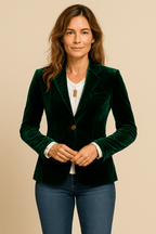 Women’s Retro Lapel Blazer – Slim Fit Office Jacket with Pockets