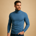 Men’s Roll Neck Jumper – Slim Fit Turtleneck Sweater for Smart Casual Wear