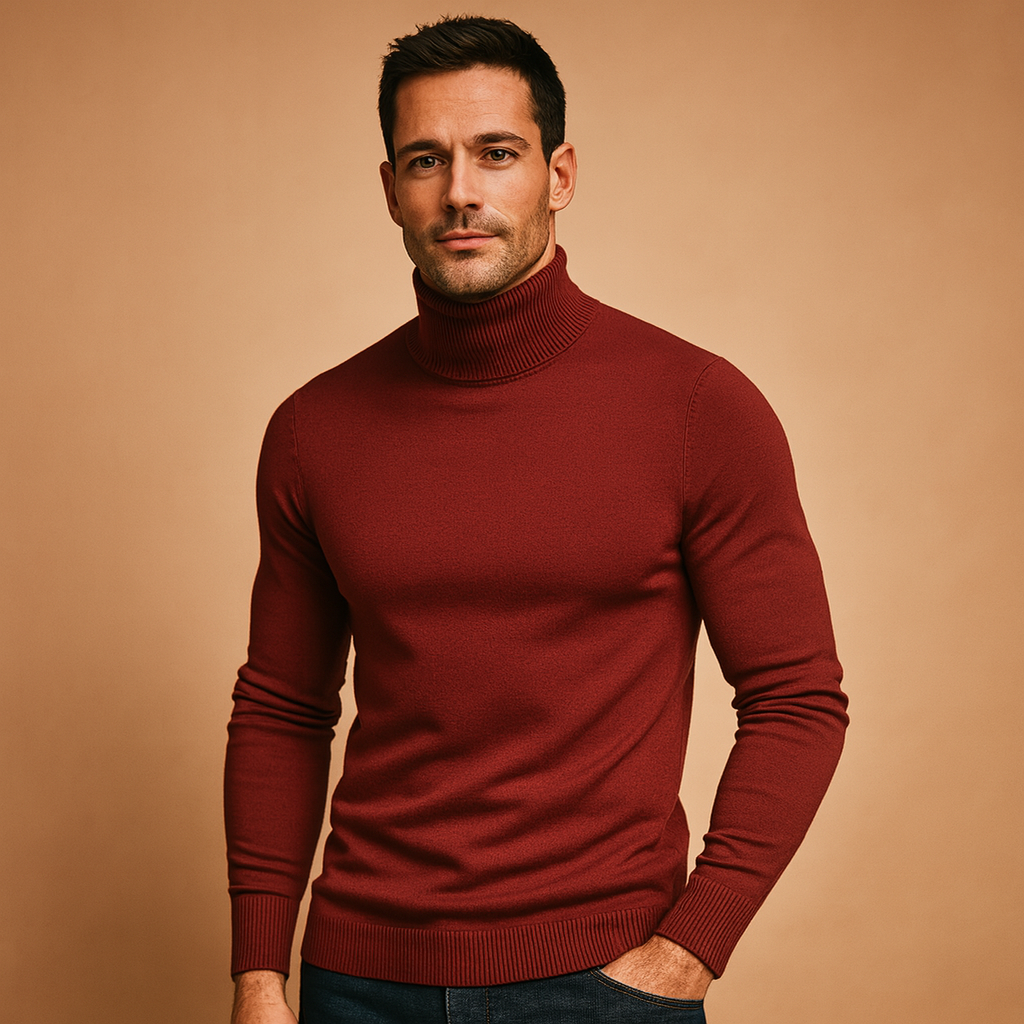 Men’s Roll Neck Jumper – Slim Fit Turtleneck Sweater for Smart Casual Wear