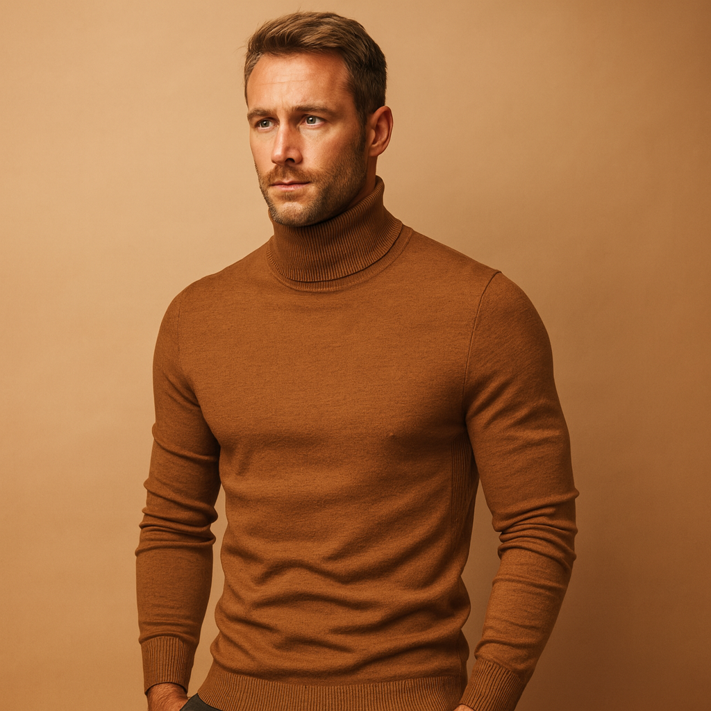Men’s Roll Neck Jumper – Slim Fit Turtleneck Sweater for Smart Casual Wear