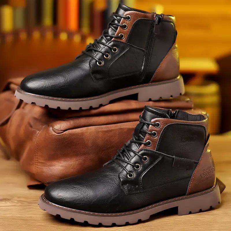 Men's Zip Ankle Boots with Straps in a Classic Style for the City