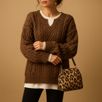 Chunky Knit Oversized Jumper for Women with Round Neck