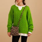 Chunky Knit Oversized Jumper for Women with Round Neck