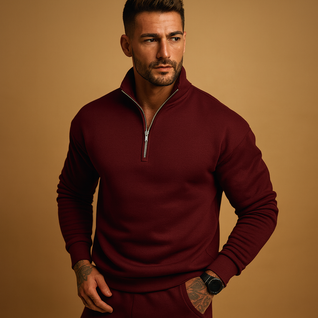 Men’s Half Zip Jumper – Knitted Pullover for Autumn and Winter
